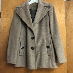 Calvin Klein Woman's Wool Peacoat 2 petite Oat with Scarf